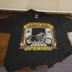 Harley-Davidson Black T-Shirt with Orange and Blue Graphic